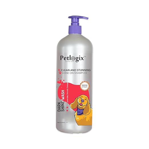 Petlogix Natural Dark Shine Wash Shampoo for Pet Cats & Dogs Sulphate Free Cleanser with Lavender & Orange Extracts (1L)
