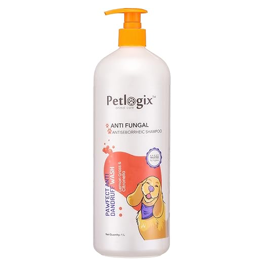 Petlogix Natural Pawfect Anti Dandruff Wash, Anti Bacterial & Fungal Pet Wash Shampoo For Dog & Cat Enriched With Aloevera, Oatmeal & Chamomile Mineral Oil, Sls & Paraben Free (1 Liters)