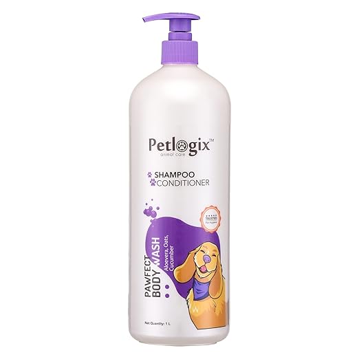 Petlogix Natural Pawfect Anti-Bacterial, Anti-Fungal and Anti-Itching Body Wash Shampoo Conditioner for Dogs, Cats and Horses (1L)