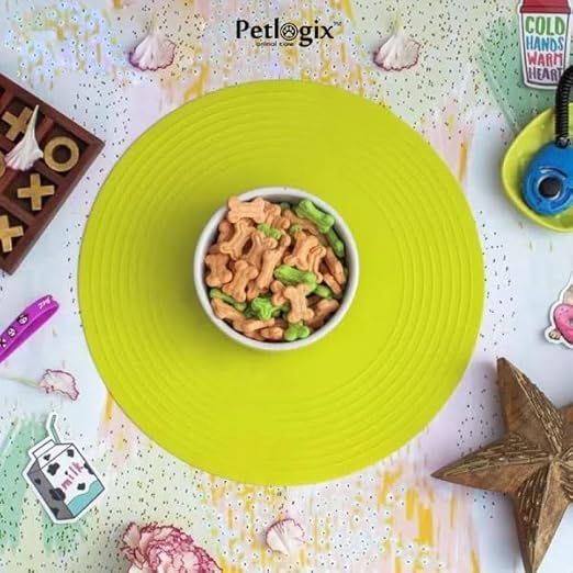 Petlogix Silicon Anti-Slip Food Mat for Dog, Puppies and Cats Non-Slip Water Bowl Feeding Tray Placemat (30 cm Diameter) Dog, Cat Pet Mat