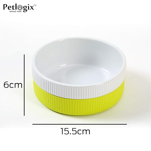 Petlogix Anti-Slip & Anti-Rust Ceramic Feeding Food & Water Pet Bowl for Dog and Cats – Large (15.55cm in Diameter)(Large)