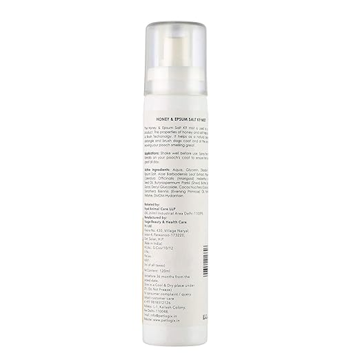 Petlogix Natural Honey & Epsum Salt K9 Deodorant Mist for Sensitive Dog, Puppies & Cat Sulphate Free Cleanser & Detangle Spray, 120ml