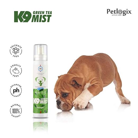 Petlogix Natural K9 Deodorant Mist | Green Tea & Coconut Oil | Cleanser & Detangle Spray for Dogs, Puppies & Cats - 120ml