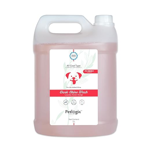 Petlogix Natural Dark Shine Wash Pet Shampoo for Dogs & Puppies Cleanser with Orange & Lavender Mineral Oil, SLS & Paraben Free (5L)