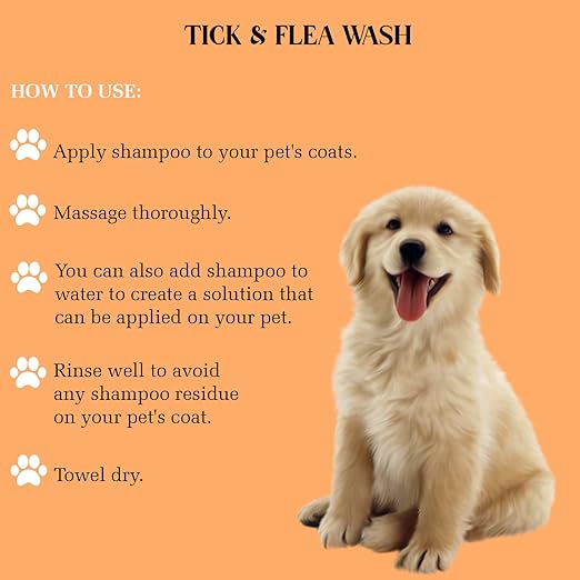 Petlogix Natural Tick & Flea Wash Shampoo Infused with Citronella & Lemongrass Anti Itch Coat Cleanser for Pet Dogs & Cats Mineral Oil, SLS & Paraben Free, 1L