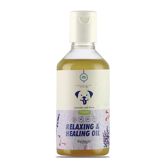 Petlogix Natural Relaxing & Healing Oil for Pet Dog, Cat & Puppies Anti Itch Massage Serum Enriched with Lavender & Clove Oil, 150ml