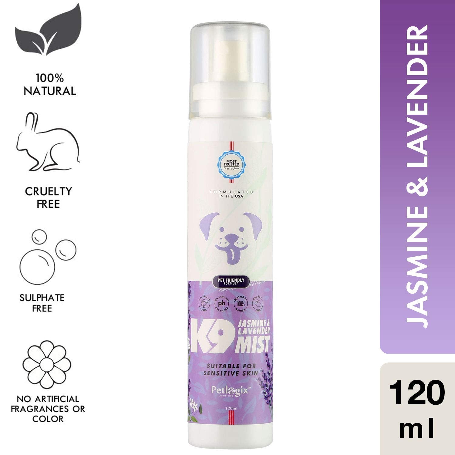 Jasmine & Lavender K9 Mist( Odour Control Spray for Sensitive Coat)