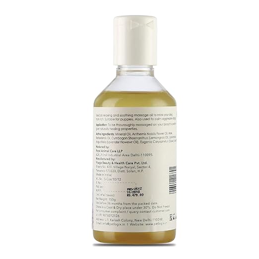 Petlogix Natural Relaxing & Healing Oil for Pet Dog, Cat & Puppies Anti Itch Massage Serum Enriched with Lavender & Clove Oil, 150ml