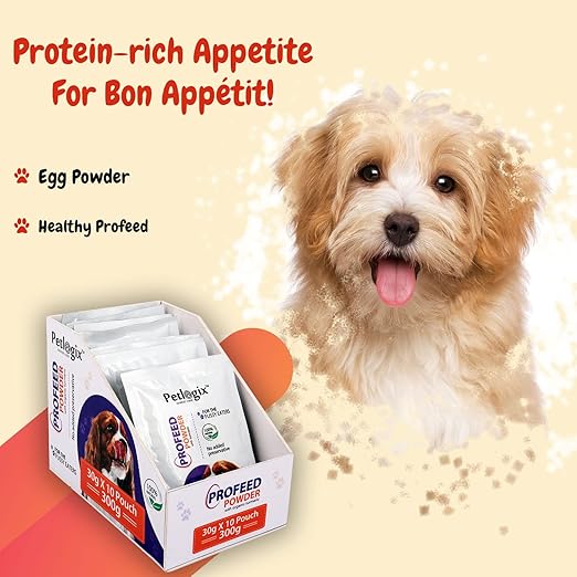 Petlogix Profeed Powder with Organic Turmeric Dry Dog Food Dehydrated Whole Egg Protein Healthy Mixture No Added Preservative for Pets (30g x 10 Pouch)