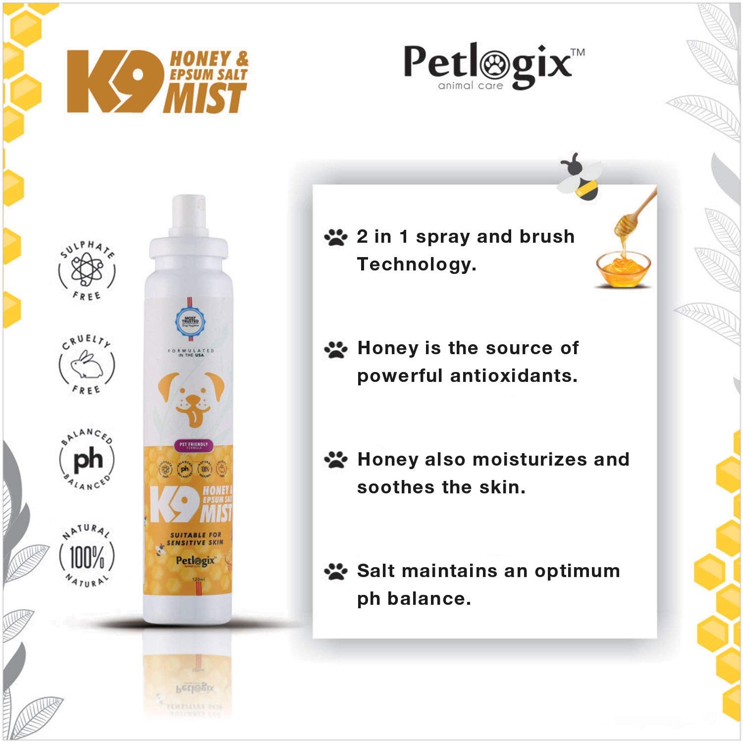 Honey & Epsom Salt K9 Mist ( Odour Control Spray for Sensitive Coat)