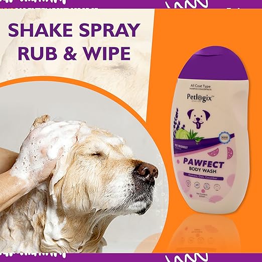 Petlogix Natural Pawfect Anti-Bacterial, Anti-Fungal and Anti-Itching Body Wash Shampoo Sulphate Free for Dogs, Cats and Horses (250ml)