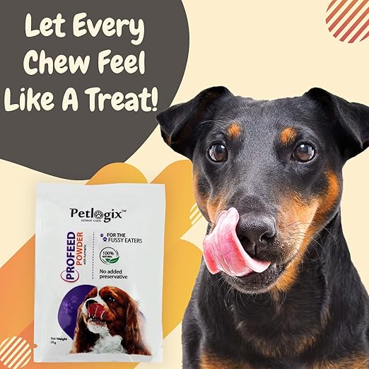 Petlogix Profeed Powder with Organic Turmeric Dry Dog Food Dehydrated Whole Egg Protein Healthy Mixture No Added Preservative for Pets (30g x 10 Pouch)