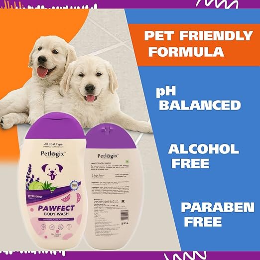 Petlogix Natural Pawfect Anti-Bacterial, Anti-Fungal and Anti-Itching Body Wash Shampoo Sulphate Free for Dogs, Cats and Horses (250ml)