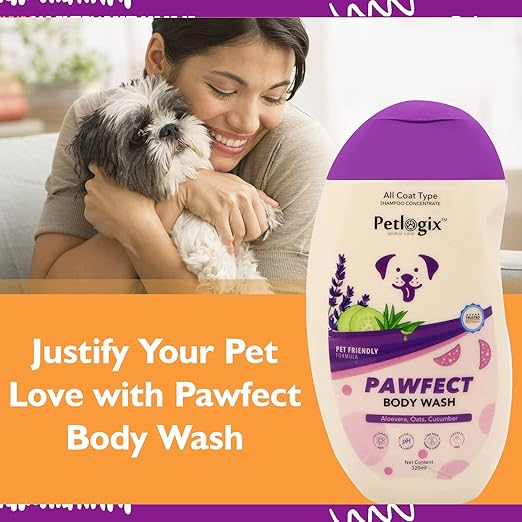 Petlogix Natural Pawfect Anti-Bacterial, Anti-Fungal and Anti-Itching Body Wash Shampoo Sulphate Free for Dogs, Cats and Horses (250ml)