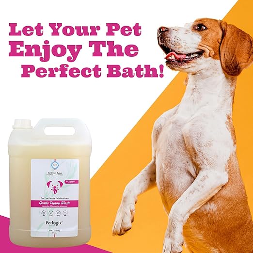 Petlogix Natural Gentle Puppy Wash Shampoo for Pet Cats, Dog & Puppies Cleanser with Lavender, Chamomile & Aloevera Extracts (5L)
