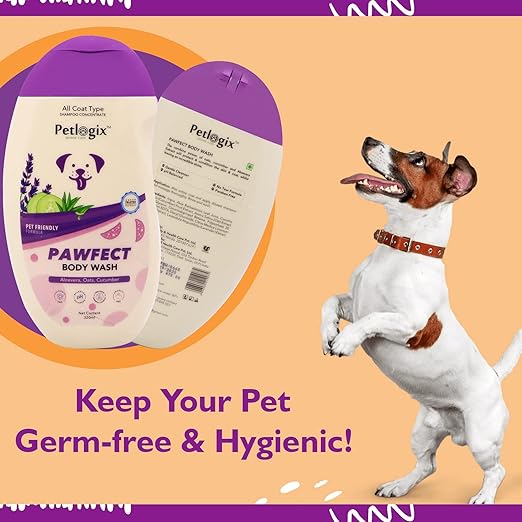 Petlogix Natural Pawfect Anti-Bacterial, Anti-Fungal and Anti-Itching Body Wash Shampoo Sulphate Free for Dogs, Cats and Horses (250ml)