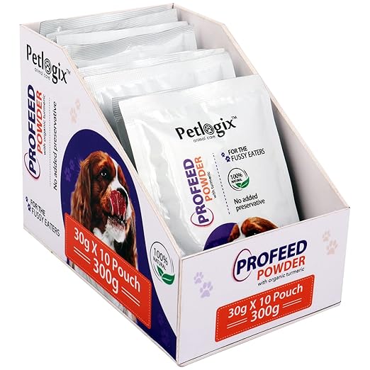 Petlogix Profeed Powder with Organic Turmeric Dry Dog Food Dehydrated Whole Egg Protein Healthy Mixture No Added Preservative for Pets (30g x 10 Pouch)