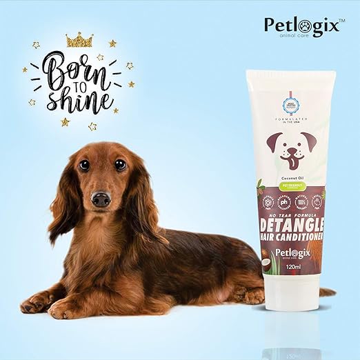 Petlogix Hair Detangle Conditioner Filled with Coconut Oil | All Coat Type Pet Dogs, Puppy, Kitten & Cat, 120ml