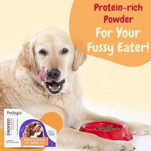 Petlogix Profeed Powder with Organic Turmeric Dry Dog Food Dehydrated Whole Egg Protein Healthy Mixture No Added Preservative for Pets (30g x 10 Pouch)