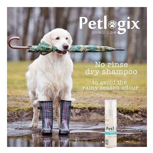 Petlogix Natural No Rinse Dry Shampoo with Rosemary & Lavender No Water Cleanser & Conditioner for Dogs, Cats & Other Pets, 120g