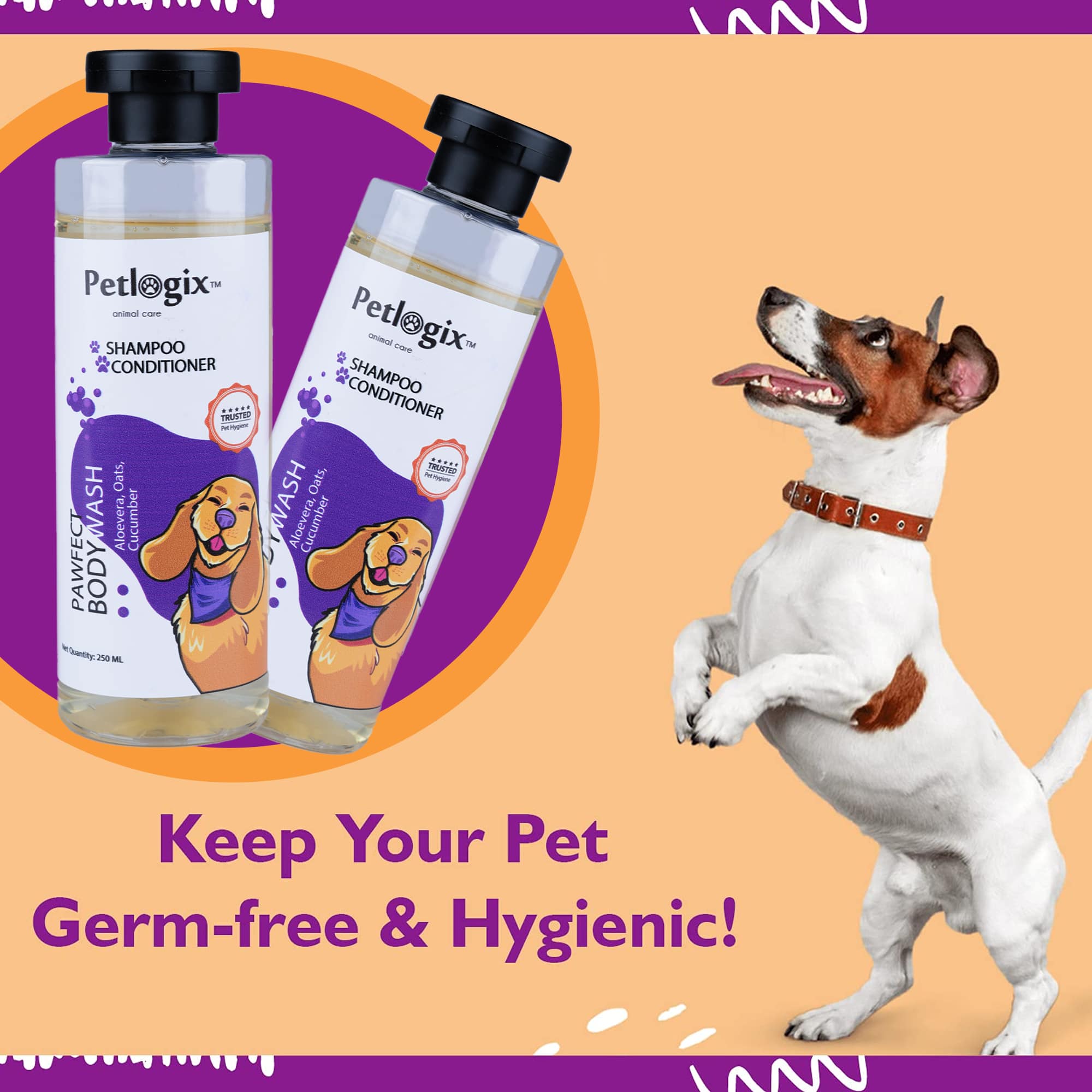 Petlogix Hair Rich Pawfect Wash for Dogs and Puppies, Shed Protection Pet Shampoo with Omega 3 & 6 & Apple Cider, Promotes Hair Growth (250ml)