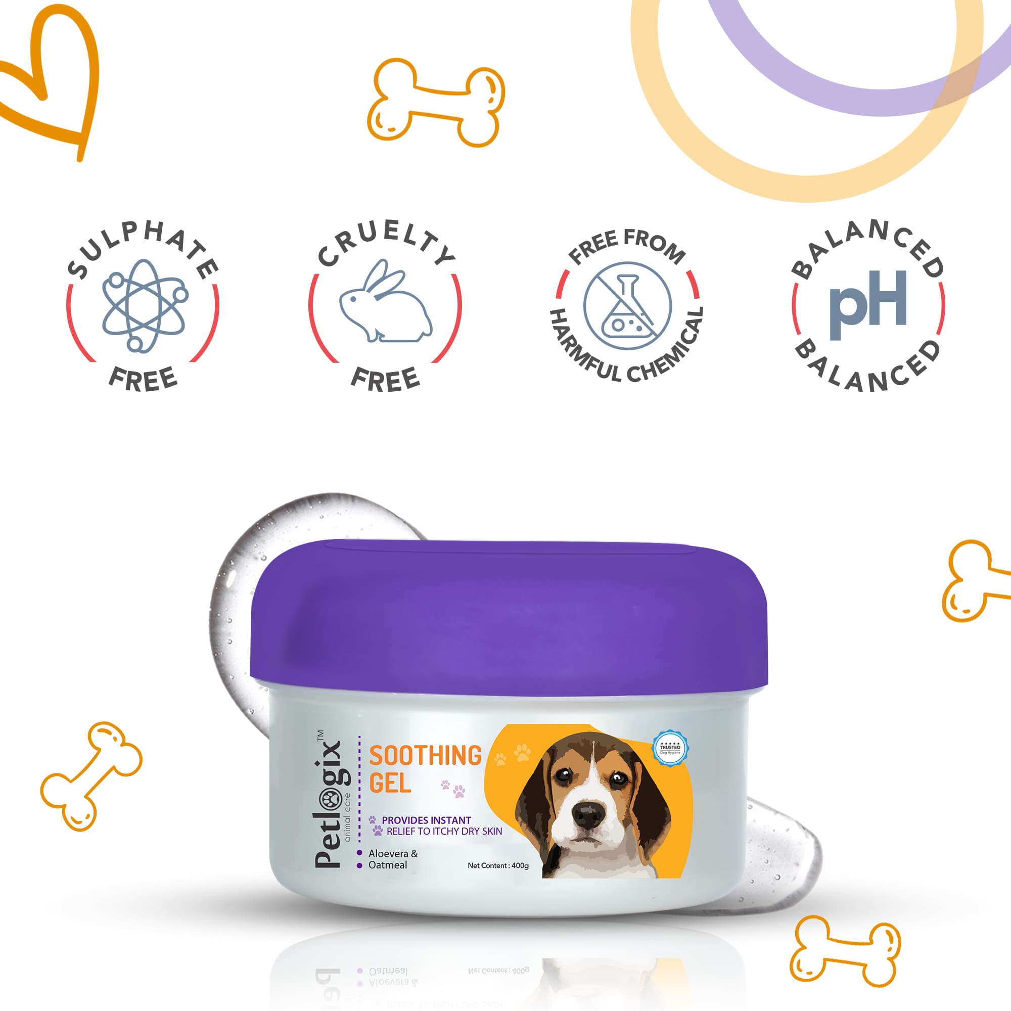 Petlogix Soothing Gel for Dogs Relaxent, Shiny, Dull Coat, Moisturizes Skin, 400g