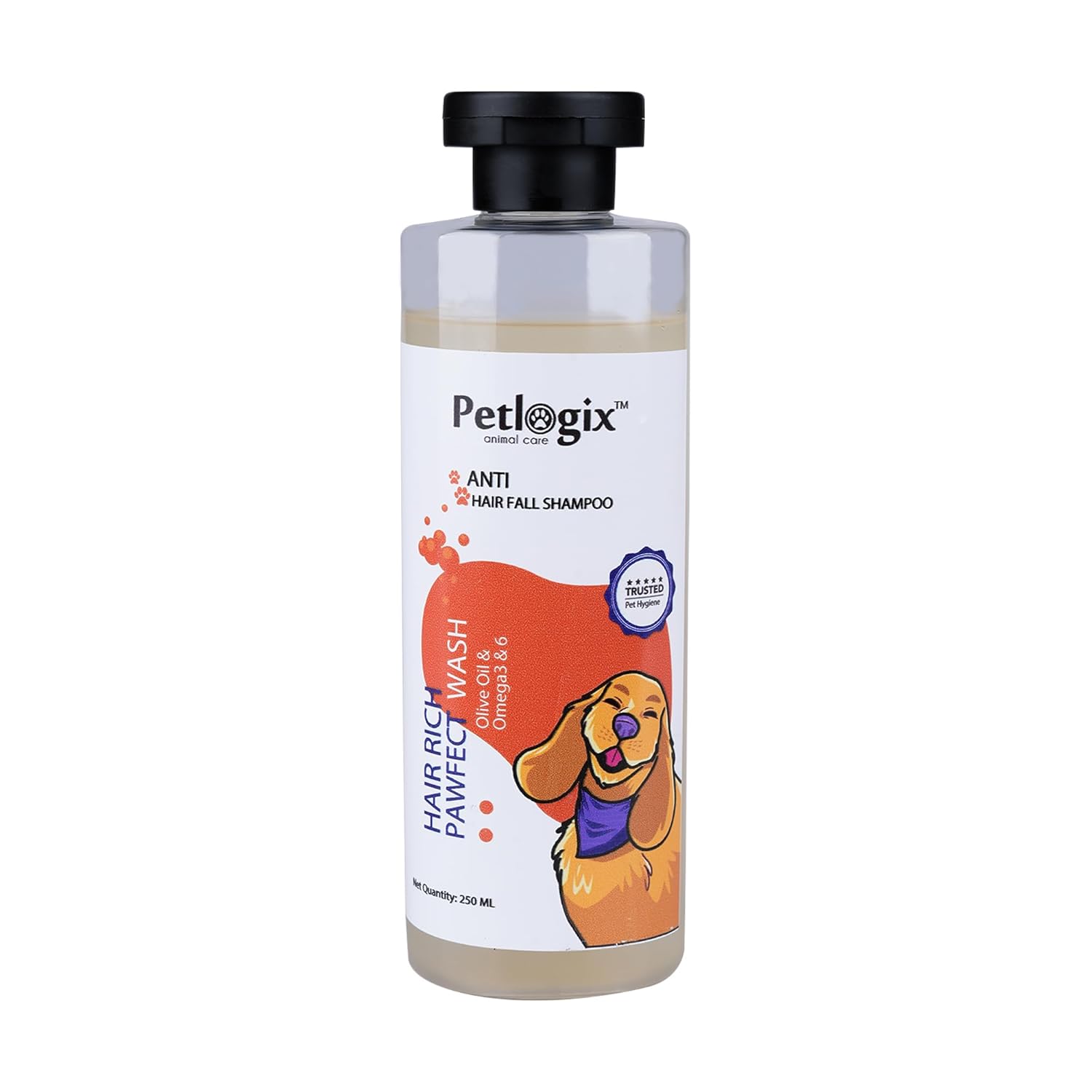Petlogix Hair Rich Pawfect Wash for Dogs and Puppies, Shed Protection Pet Shampoo with Omega 3 & 6 & Apple Cider, Promotes Hair Growth (250ml)