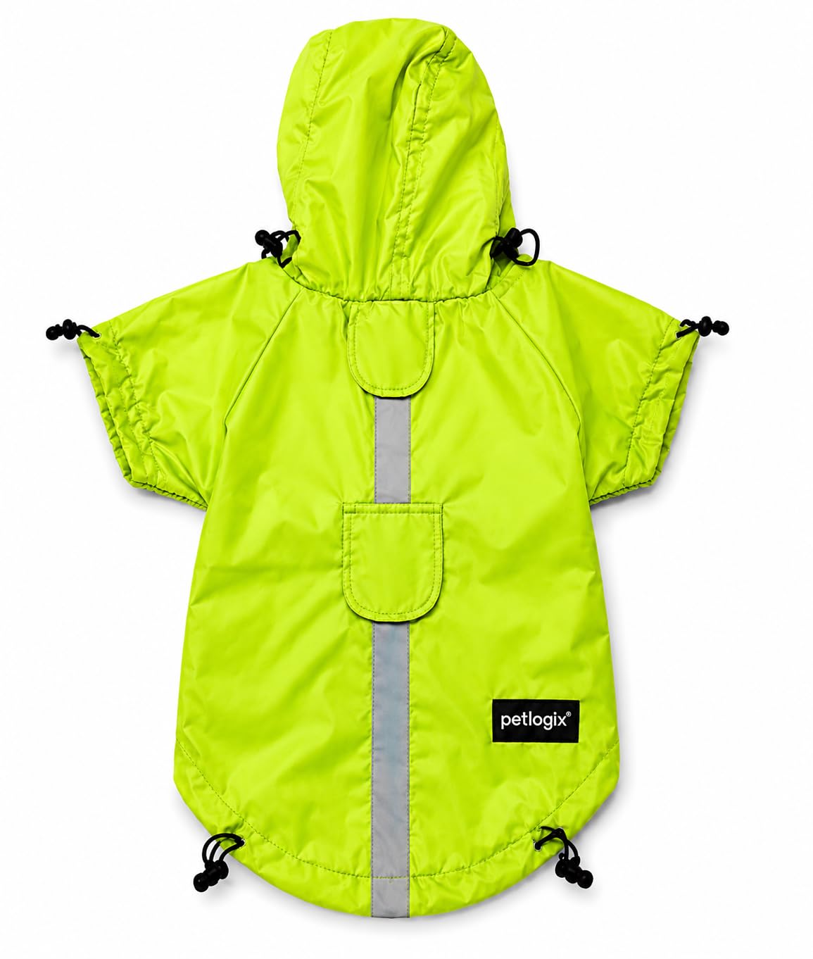 Petlogix Dog Raincoat Waterproof with Hood, Reflective Rain Jacket, Adjustable Drawstring, Lightweight Polyester Rainwear for Dogs, High Visibility