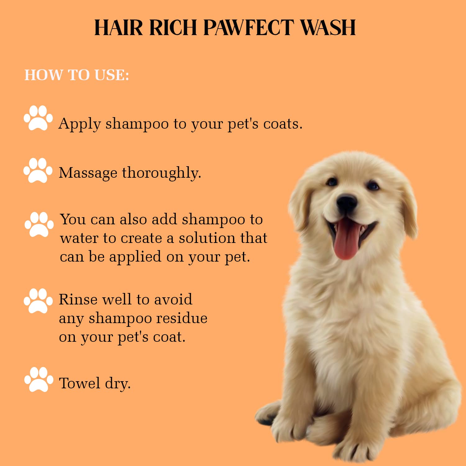 Petlogix Hair Rich Pawfect Wash for Dogs and Puppies, Shed Protection Pet Shampoo with Omega 3 & 6 & Apple Cider, Promotes Hair Growth, 1L