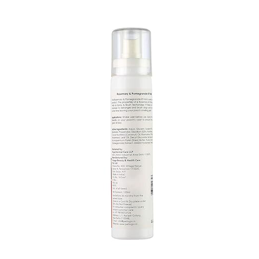 Petlogix Natural Rosemary & Pomegranate K9 Deodorant Mist Cleanser & Detangle Spray for Pet Dog, Puppies & Cat Mineral Oil, SLS & Paraben Free, 120ml