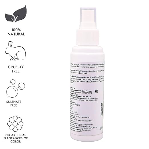 Petlogix Hair Detangle Serum Filled with Coconut Oil for Dog, Puppies & Cat All Seasons Pet Spray for Every Coat Type, 100ml