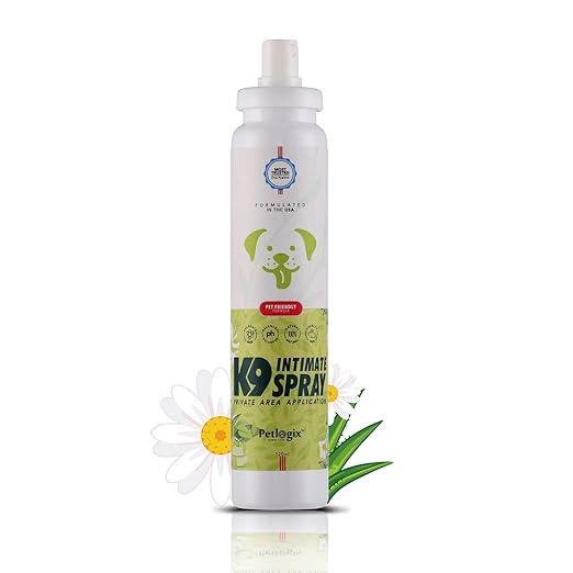 Petlogix Natural K9 Intimate Spray with Aloe Vera & Chamomile for Dogs Cats Anti Bacterial & Fungal for Private Area Application, 120ml