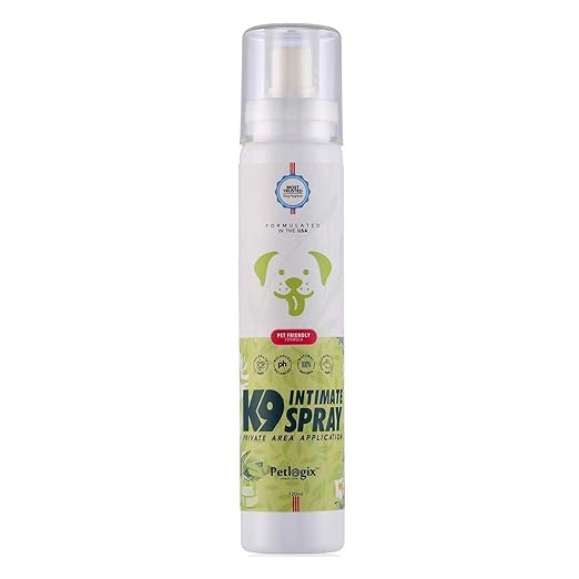 Petlogix Natural K9 Intimate Spray with Aloe Vera & Chamomile for Dogs Cats Anti Bacterial & Fungal for Private Area Application, 120ml