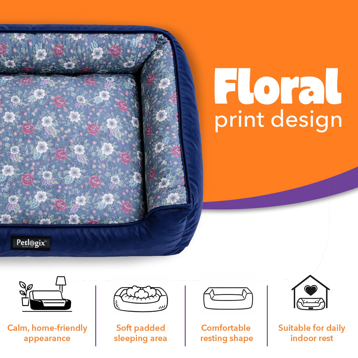 Blue Floral Bed