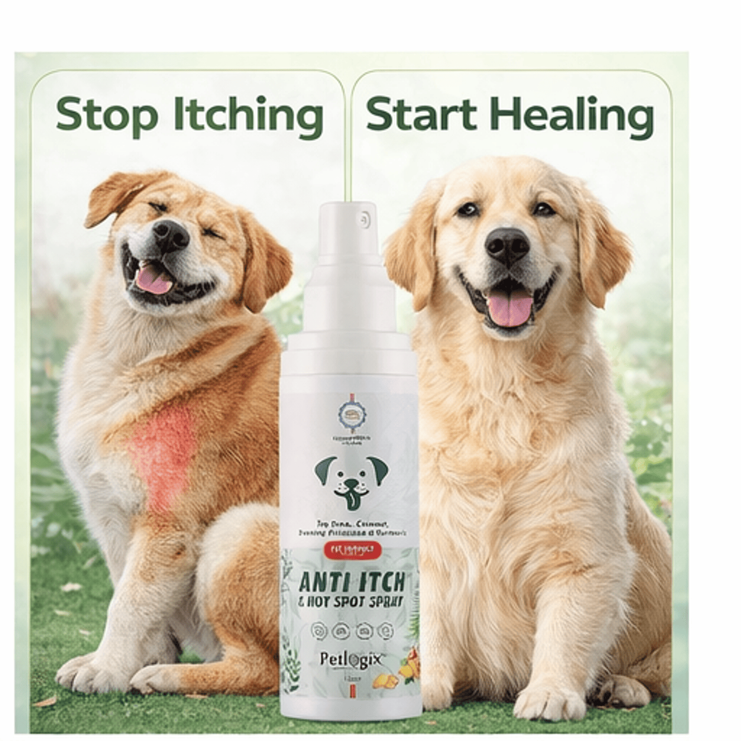 Petlogix Anti Itch & Hot Spray for Dogs & Cats, Itch Relief Treatment with Tea Tree, Coconut & Evening Primrose, Relief Skin Irritation Spray