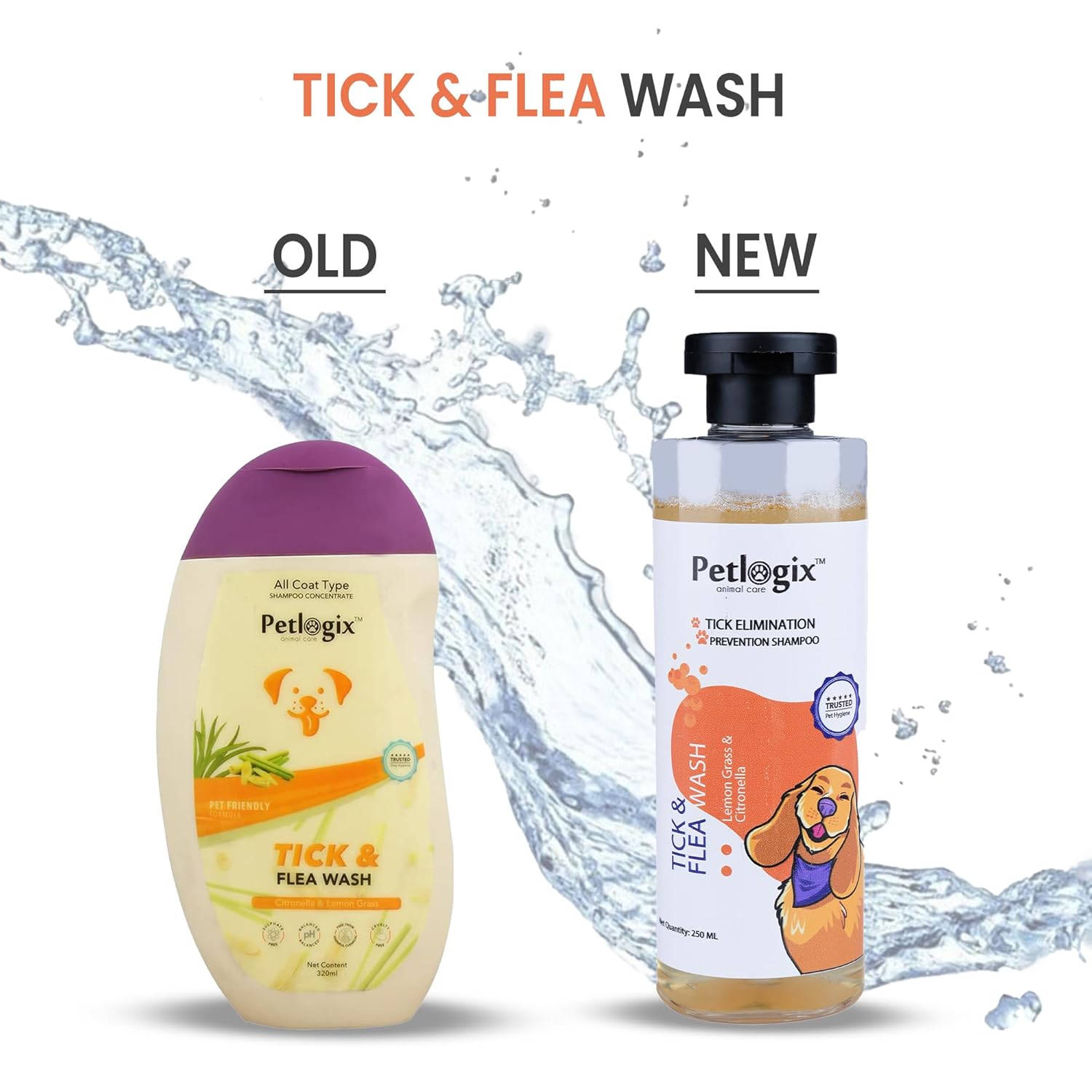 Petlogix Tick & Flea Wash Shampoo for Dog & Cat with Aloevera, Oatmeal, Apple Cider & Chamomile Natural Pet-Friendly Paraben-Free Formula (250ml)