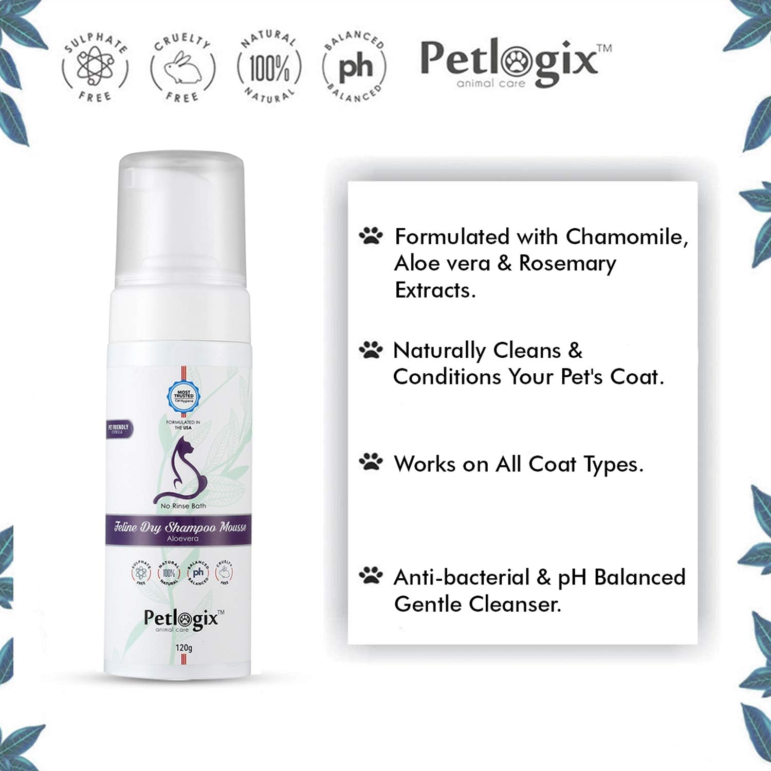 Petlogix Natural Feline Dry Cat Shampoos