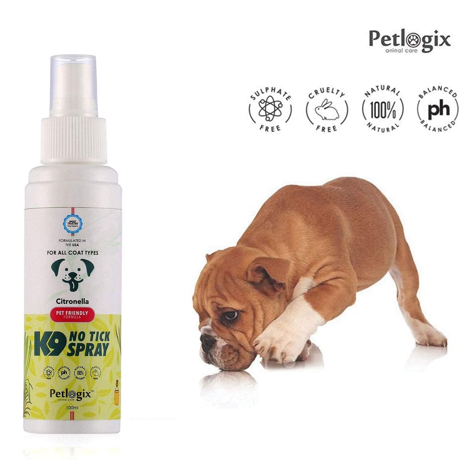 Petlogix Natural 5 in 1 Complete Pet Hygiene kit K9 Intimate Spray No Tick Spray Natural Breath Freshener Tick & Flea Wash for Dogs and Puppies