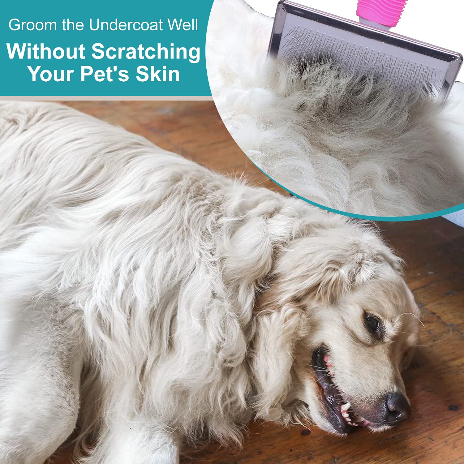 Petlogix Self-Cleaning Slicker Brush & Detangling Comb Pet Grooming & De-Shedding Combo Pack for Dogs & Cats (Random Colors)