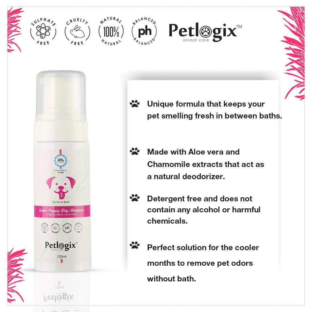 Petlogix Natural Gentle Puppy Dry Shampoo with Aloe Vera & Chamomile