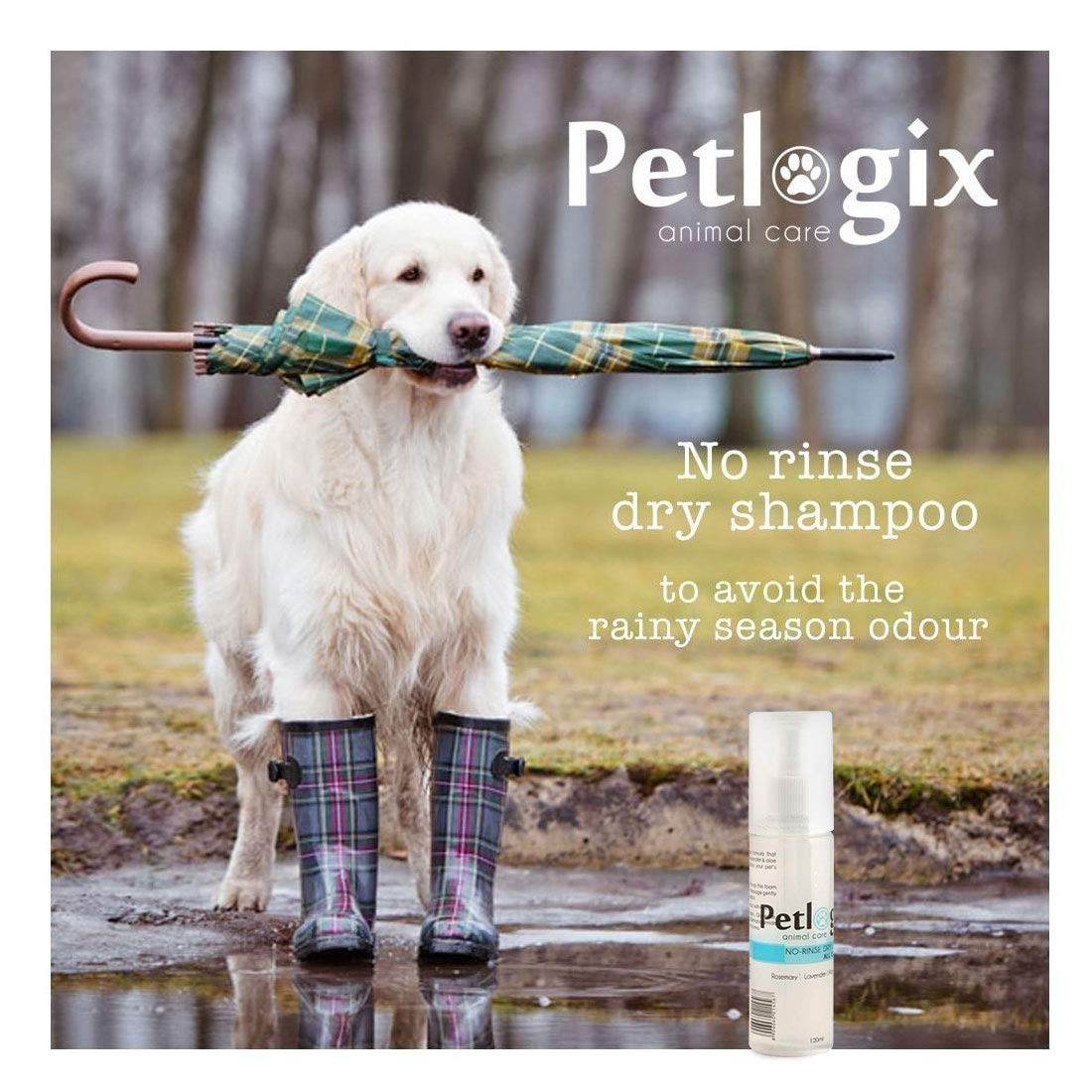 Petlogix No Rinse Dry Shampoo with Signature Fragrance for Dogs and Cats - 120ml